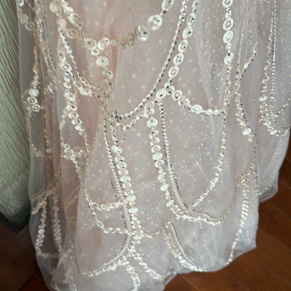 Mac Duggal EMBELLISHED ONE SHOULDER A LINE GOWN size 4 NEW $798 In Peach - Picture 16 of 17